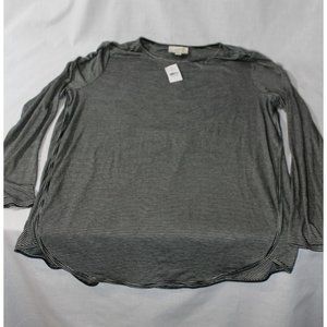 Loft‎ Outlet Size L Gray Striped Women's Tunic Shirt Blouse NWT